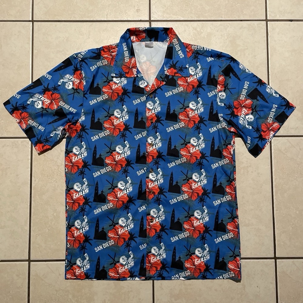 San Diego Gulls HOCKEY Hawaiian XL Shirt Minor League All Over Print Camp NHL
